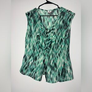 Worthington Teal and Black Patterned Blouse